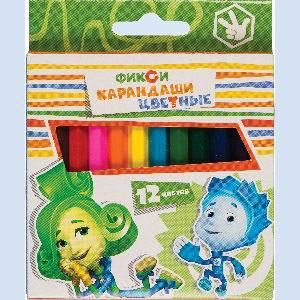 Карандаши цветные ФИКСИКИ (12 цветов, длина 88мм)