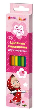 Карандаши цветные двустороние Маша и Медведь (6шт./12цв.)