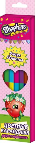 Карандаши цветные двусторонние Шопкинс (6шт/12 цв)