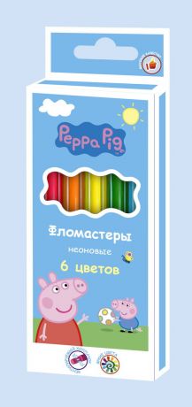 Фломастеры неон Свинка Пеппа (6 цветов)