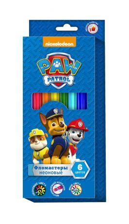 Фломастеры неон Щенячий патруль (6 цветов)