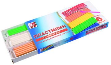 Пластилин 'Престиж' с золотом (6 цветов)