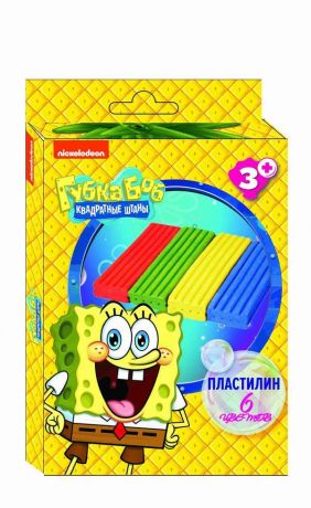 Пластилин ГУБКА БОБ (6 цветов, 120 гр.)