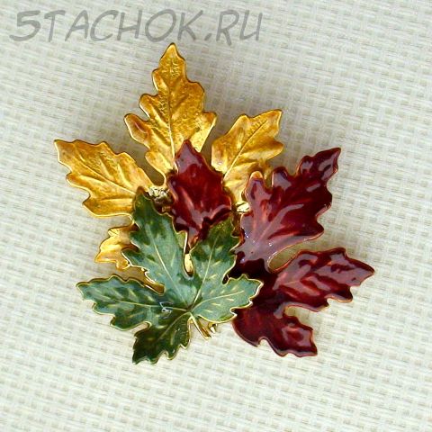 Брошь "Яркие кленовые листочки"