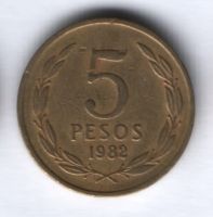 5 песо 1982 г. Чили