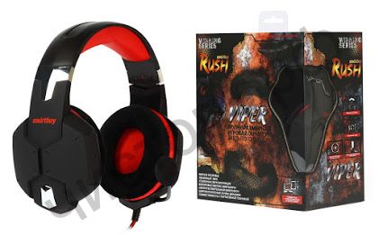 Гарнитура (науш.+микр.) Smartbuy RUSH VIPER игровая, динамики 50мм, велюр. амбушюры, переходник для ПК, чер/крас (SBHG-2200)