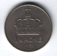 1 крона 1983 г. Норвегия