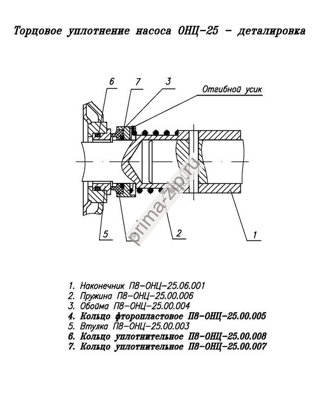 Торцевое уплотнение для насоса ОНЦ-25