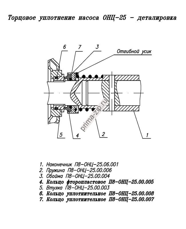 Торцевое уплотнение для насоса ОНЦ-25