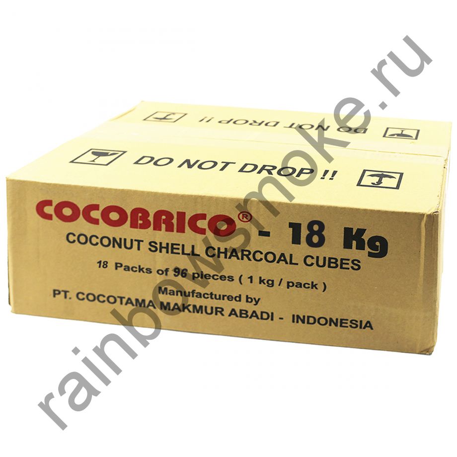 Уголь кокосовый для кальяна Cocobrico коробка (18 уп по 96 кубиков)