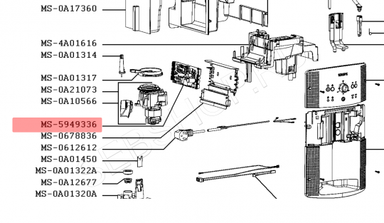 Плата управления, силовая плата кофемашины KRUPS (Крупс) моделей EA80..., EA81... Артикул MS-5949336 (MS-5949330)