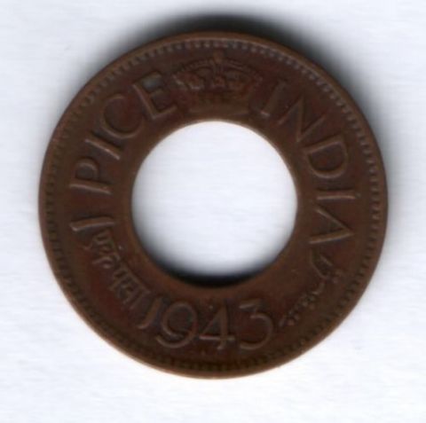 1 пайс 1943 г. Индия