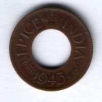 1 пайс 1943 г. Индия