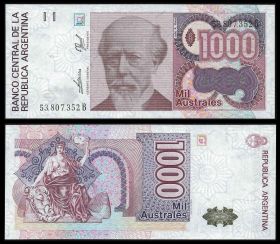 Аргентина - 1000 Аустралей 1989-90 UNC