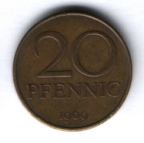 20 пфеннигов 1969 г. ГДР, Германия