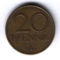 20 пфеннигов 1969 г. ГДР, Германия