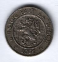 10 сантимов 1861 г. Бельгия, XF