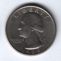 1/4 доллара 1988 г. США, D