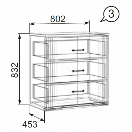 Комод "Виктория" мод.3 Белый глянец