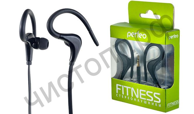 Наушники Perfeo FITNESS внутриканальные с креплением за ухом спортивные чёрные