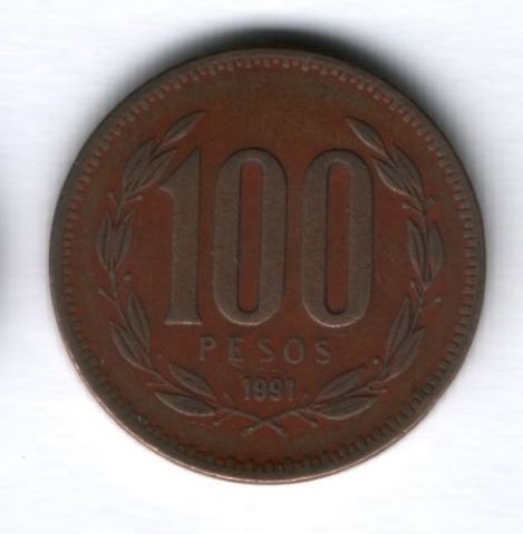 100 песо 1991 г. Чили