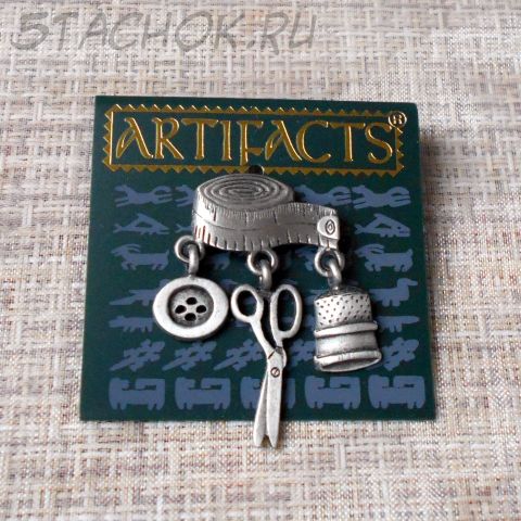 Брошь "Швея" цвет олова