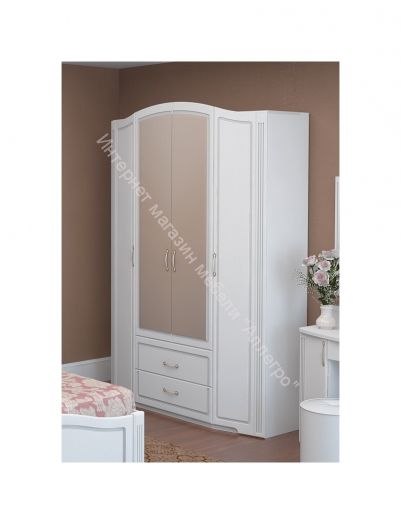 Шкаф для одежды "Виктория" 3-х дверный (с зеркалом) Белый глянец