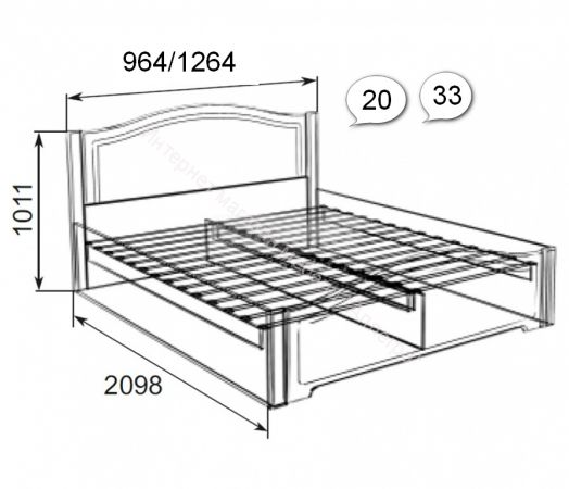 Кровать Виктория одинарная 90*200 см с латами (20)  Белый глянец
