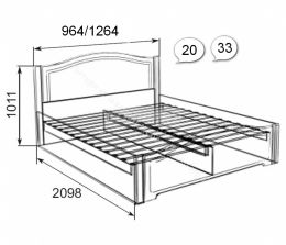 Кровать Виктория двойная  с латами. Схема. Мод. 20, 33