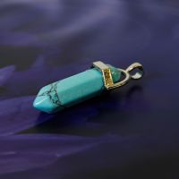 Биолокационный маятник натур камень Бирюза в металле 3см