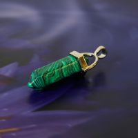 Маятник натур камень Малахит в металле 3см