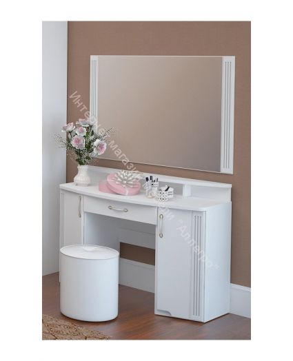 Стол туалетный  "Виктория" с надстройкой Белый глянец
