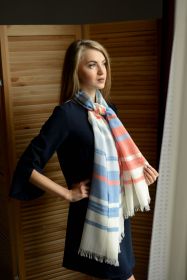 легкий тонкорунный экстра широкий шарф "Шэйдид Страйп Мульти"  SHADED STRIPE MULTI, 100% шерсть мериноса,   плотность 2