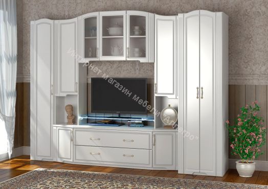 Шкаф-пенал для белья "Виктория" мод.17 (левый) Белый глянец