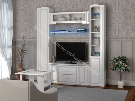 Шкаф-пенал для белья "Виктория" мод.17 (левый) Белый глянец