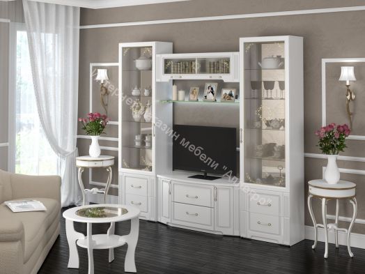 Шкаф-пенал для белья "Виктория" мод.17 (левый) Белый глянец