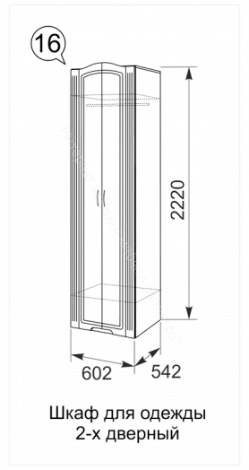 Шкаф "Виктория" для одежды 2-х дверный (мод.16)  Белый глянец