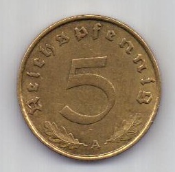 5 пфеннигов 1939 г. AUNC