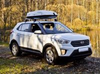 Багажник на крышу Hyundai Creta, без рейлингов, Атлант, крыловидные дуги, опора Е