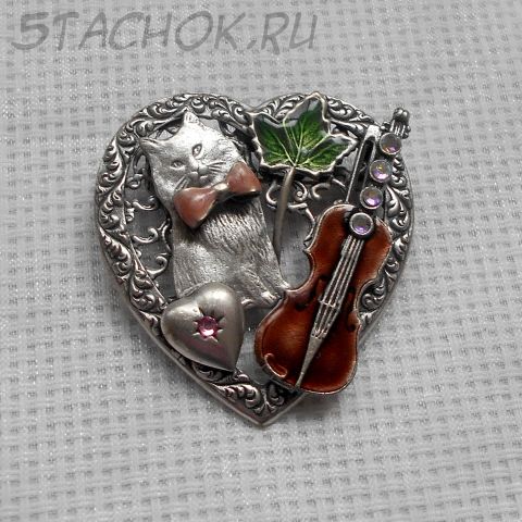 Брошь "Кошка и скрипка" (США)