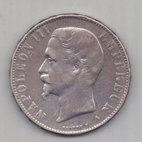 5 франков 1856 г. редкий год. Франция