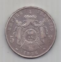 5 франков 1856 г. редкий год. Франция