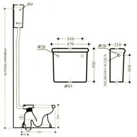 унитаз с высоким бачком Disegno Ceramica Paolina (схема)