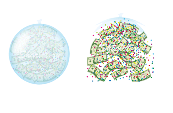 Шар-сюрприз с деньгами (бутафорскими!), и конфетти!