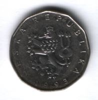 2 кроны 1993 г. Чехия