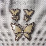 Брошь и серьги "Бабочки" под серебро с марказитами