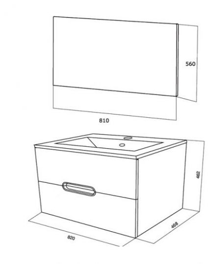 Тумба под раковину Am.Pm Spirit 80 (Спирит) 82х47 схема 2