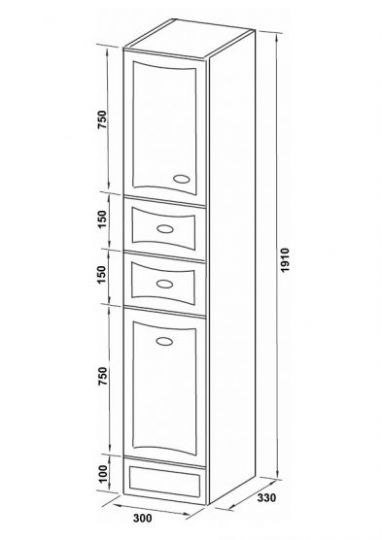 Шкаф-пенал Am.Pm Bourgeois (Буржуа) 30х33 схема 2