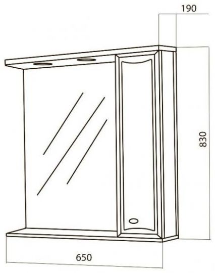 Зеркало-шкаф с подсветкой Am.Pm Bourgeois 65 (Буржуа) 65х83 схема 2