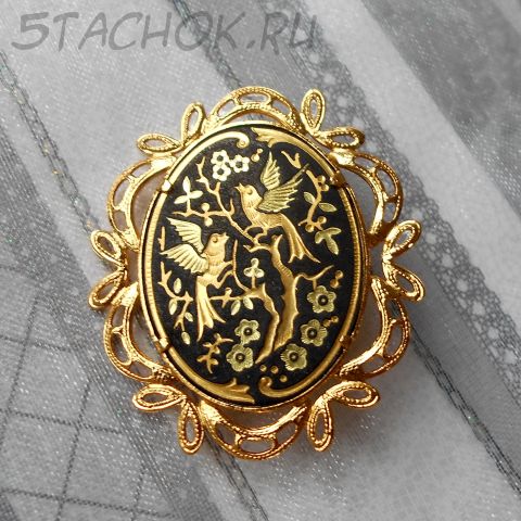 Брошь в стиле Damascene "Райские птицы" (Испания)